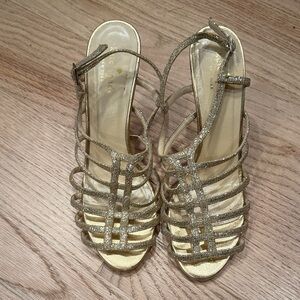 Kate Spade Glitter Heels Gold